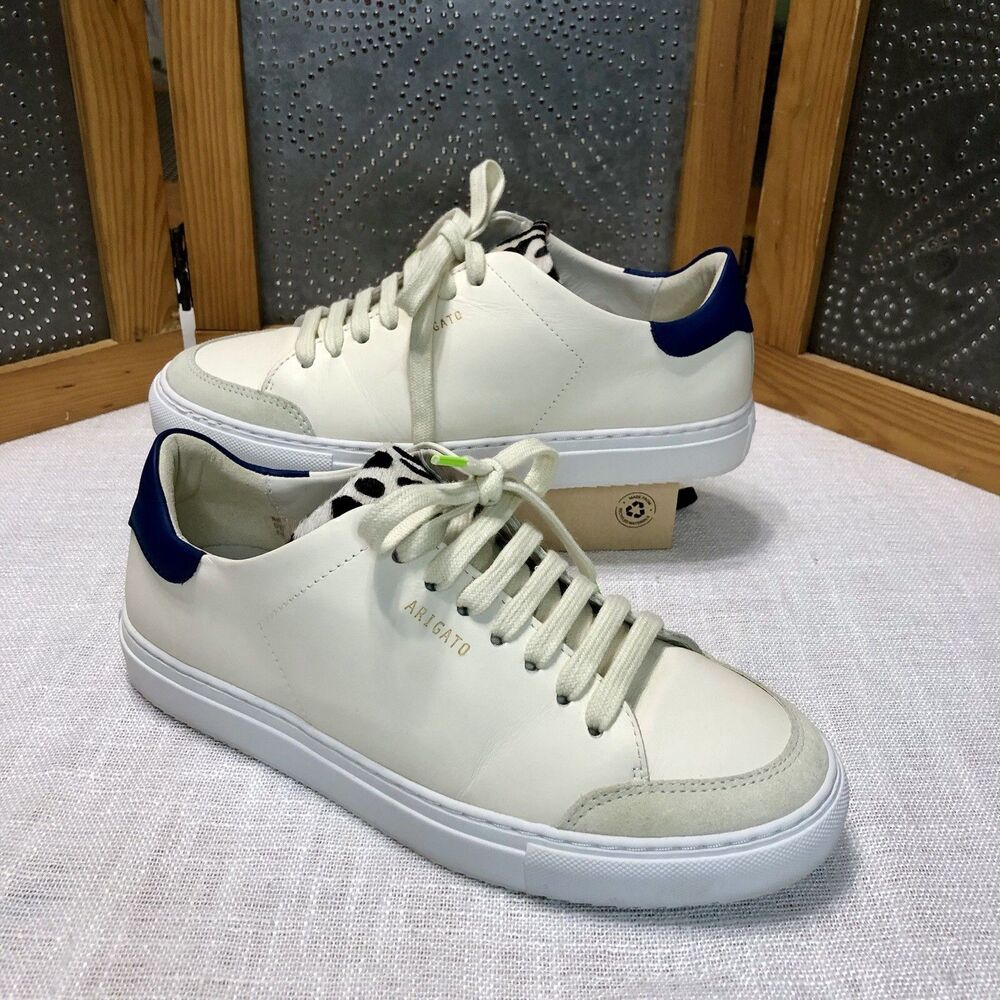AXEL ARIGATO Beige Leather Sneakers Clean 90 Womens 7.5 Calf Fur Handmade Low